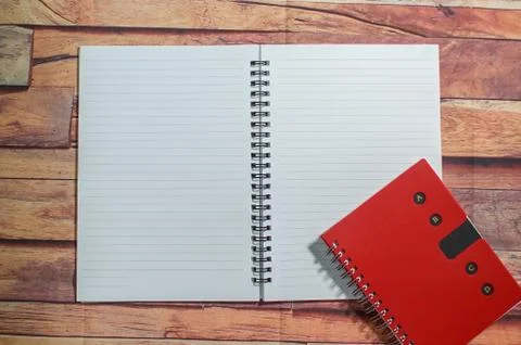 An open blank notebook on wooden table.Background concept with copy space. 스톡 사진