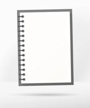 Open blank realistic notepad notebook with spiral next to gray wall Stock Illustration
