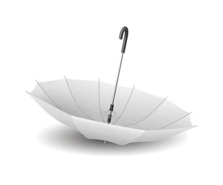 Open blank umbrella-cane upside down realistic illustration Stock Illustration