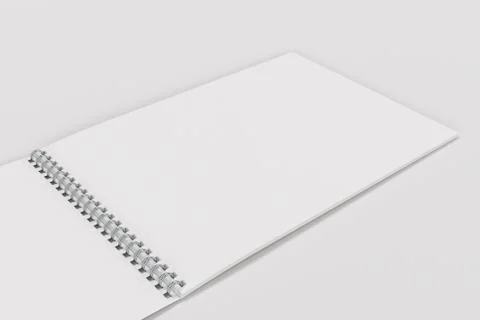 Open blank white notebook with metal spiral bound on white background Stock Illustration