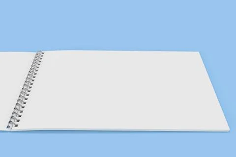 Open blank white notebook with metal spiral bound on blue background Stock Illustration