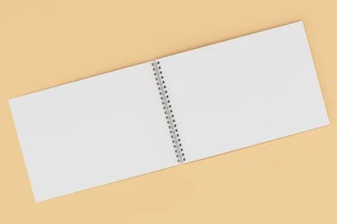 Open blank white notebook with metal spiral bound on orange background Stock Illustration