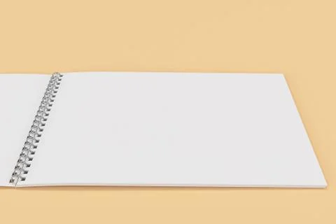 Open blank white notebook with metal spiral bound on orange background Stock Illustration