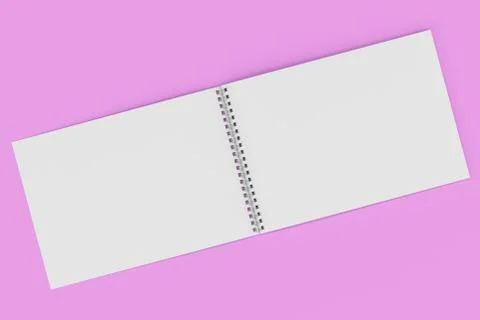 Open blank white notebook with metal spiral bound on violet background Stock Illustration