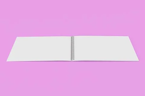 Open blank white notebook with metal spiral bound on violet background 스톡 일러스트