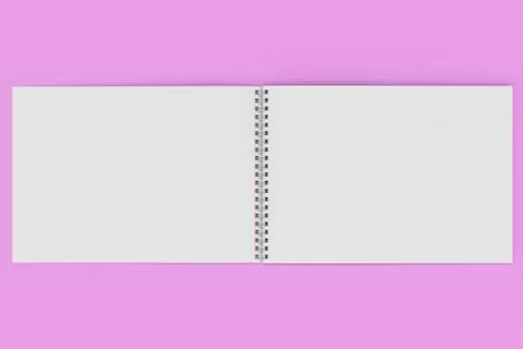 Open blank white notebook with metal spiral bound on violet background Stock Illustration