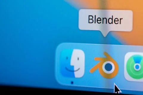 Open Blender app in macbook dock Stock Photos