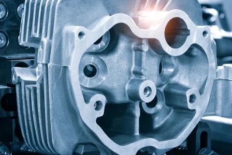 Open block of  cylinder petrol engine. Close-up, industrial metalworking conc Foto stock