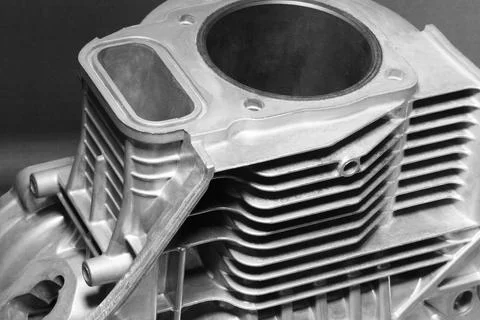 Open block cylinder petrol engine. Close-up, industrial metalworking concept Foto stock