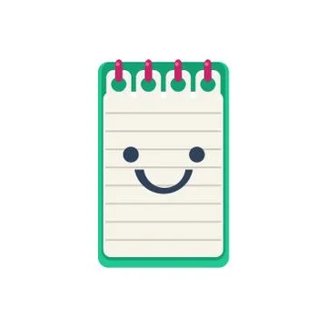 Open Block Note Primitive Icon With Smiley Face Stock Illustration