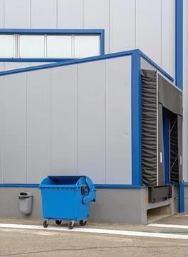 Open Blue Dumpster Warehouse Stock Photos