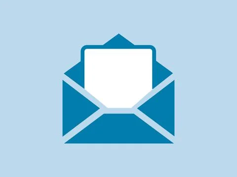 An open blue envelope with a letter Illustrazione stock