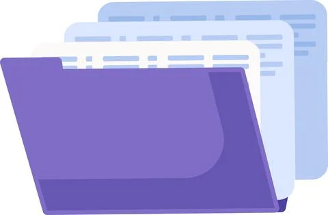 Open Blue Folder Archive Paper Documents Stock Illustration