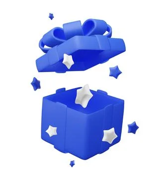 Open blue Gift Box with star. Enter to Win Prizes. Vector Illustration. Stock Illustration