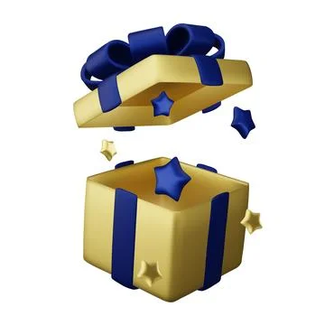 Open blue Gift Box with star. Enter to Win Prizes. Vector Illustration. Stock Illustration