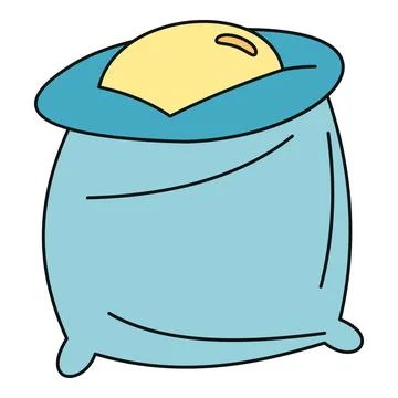 Open blue sack holding yellow grain illustration Stock Illustration
