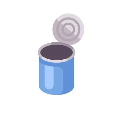 Open blue tin can flat illustration Stock Illustration