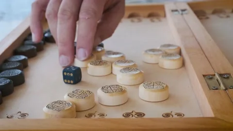 An open board for playing backgammon Stock Footage 205216002