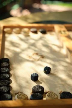 An open board for playing backgammon Stock Photos
