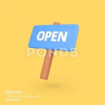Open board sign isolated 3d render icon illustration PSD Template