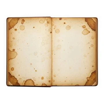 An open book with aged and worn pages, showing signs of time and use. Stock Illustration