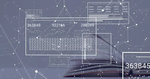Open book anchoring tabletop, panels sliding right and top, driving node linking Video stock 332285730