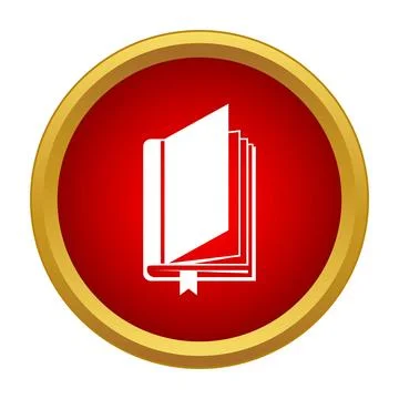 Open book and bookmark icon on red circle Stock Illustration