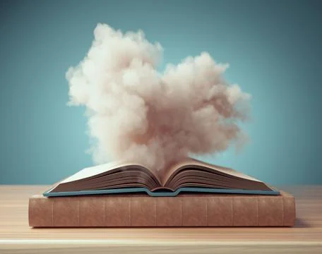 Open book and a cloud above. Stock Illustration
