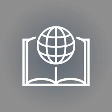 Open book and globe icon stock vector illustration flat design Stock Illustration