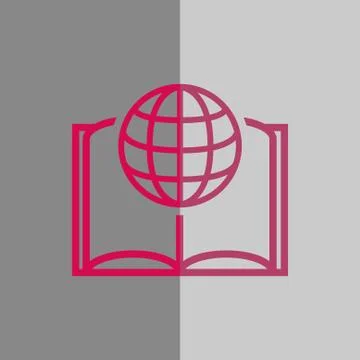 Open book and globe icon stock vector illustration flat design Stock Illustration