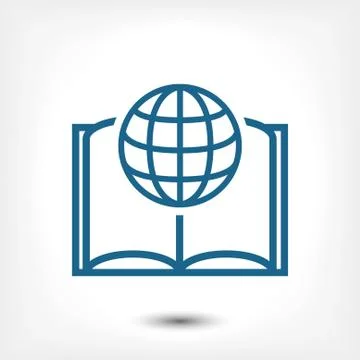 Open book and globe icon stock vector illustration flat design イラスト素材