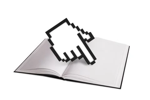 Open book and hand cursor Stock Illustration