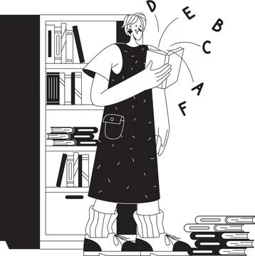 Open book and letters fall out reading illustration Stock-Illustration