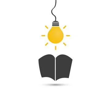 Open Book and Light Bulb - Creative Ideas Concept Design Stock Illustration