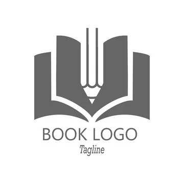 Open book and pencil. A simple vector illustration for a logo, emblem, or bra Stock Illustration