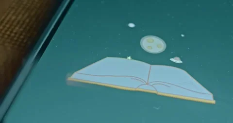 Open book and Space elements, presentation Stock Footage 313292650
