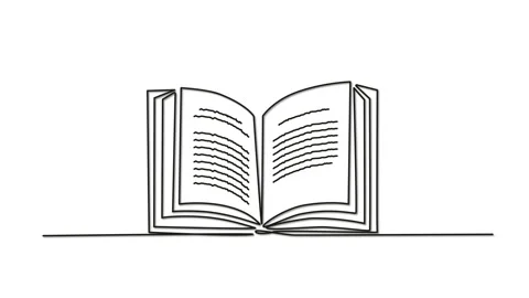 Open book and text self drawing animation. Line art. Reading, science, education Stock Footage 234505680