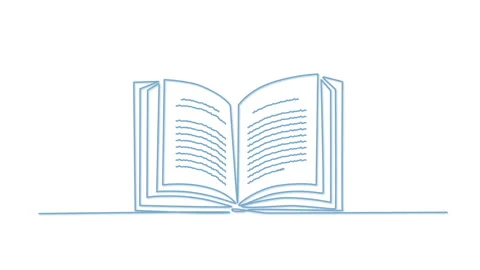 Open book and text self drawing animation. Line art. Reading, science, education Stock Footage 234505697