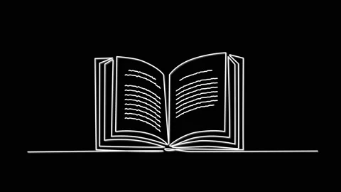 Open book and text self drawing animation. Line art. Reading, science, education Stock Footage 234505835