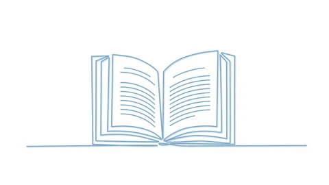 Open book and text self drawing animation. Line art. Reading, science, education Stock Footage 234505965