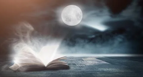 Open book on a background of a sea evening landscape with sunset. Stock Illustration