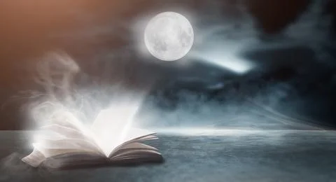 Open book on a background of a sea evening landscape with sunset. Stock Illustration