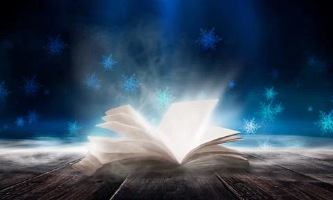Open book on a background of a sea evening landscape with sunset. Stock Illustration