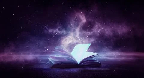 Open book on a background of a sea evening landscape with sunset. Stock Illustration