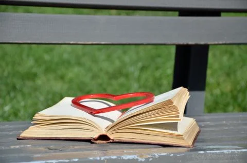 Open Book on Bench Stock Photos