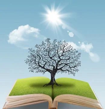 Open book of the big tree Stock Illustration