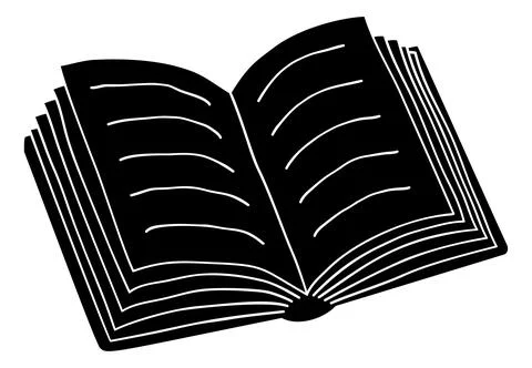 Open Book Black and White Reading Illustration Ilustración de archivo