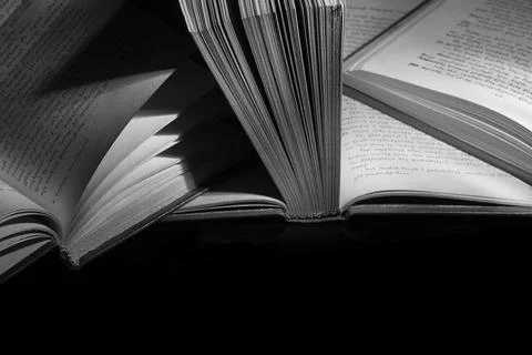 Open Book On Black Stock Photos