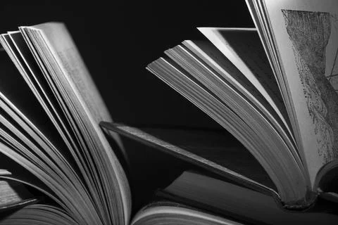 Open Book On Black Stock Photos