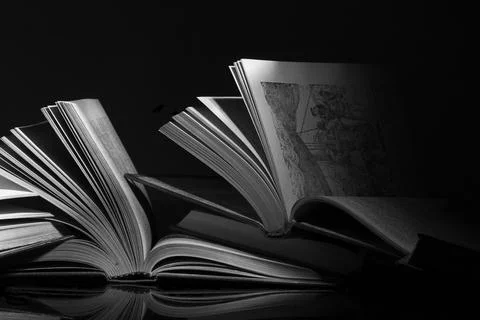 Open Book On Black 스톡 사진